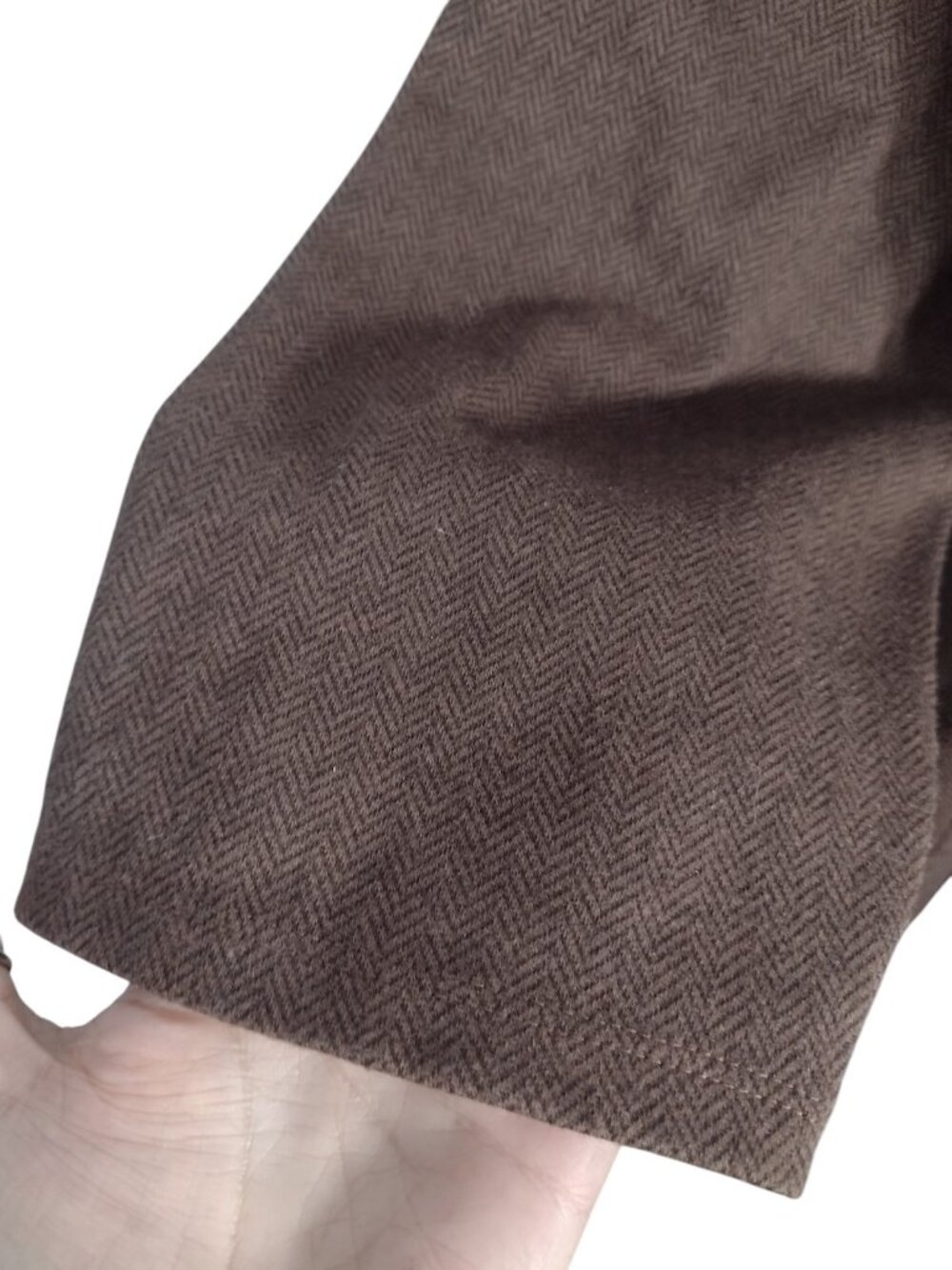 Lauren Ralph Lauren Herringbone Peplum Shirt 2X Brown Quiet Luxury 3/4 Sleeves - Picture 6 of 8